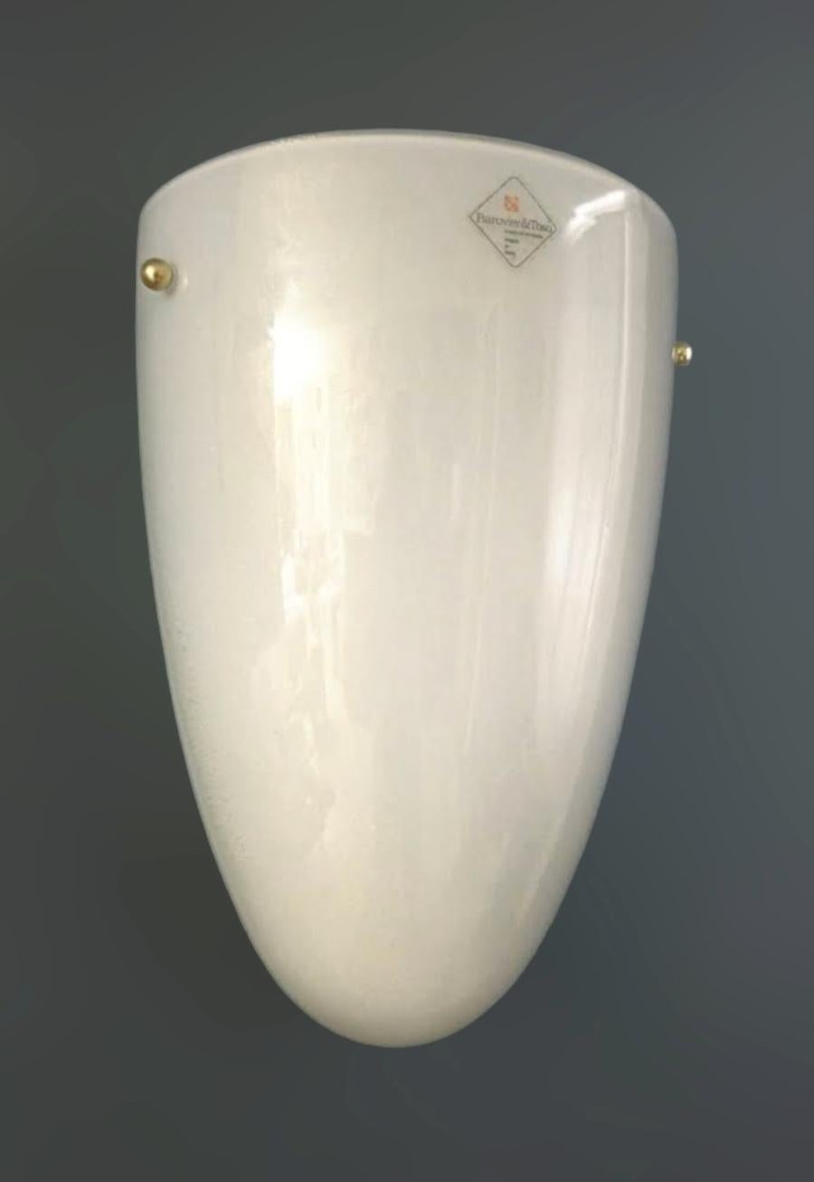 Mid-Century Modern Pair of Milky White Shield Sconces by Barovier e Toso, 2 Pairs Available For Sale