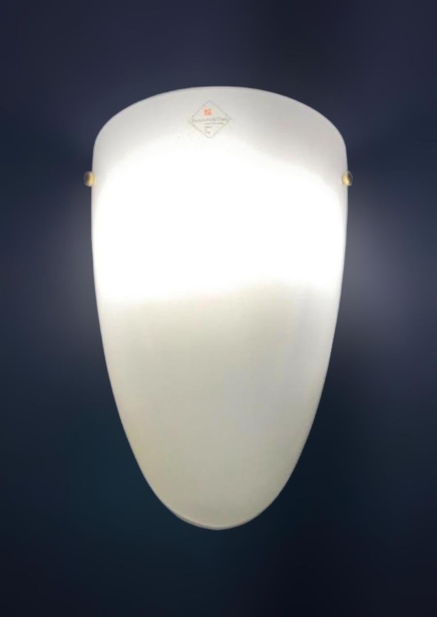 Metal Pair of Milky White Shield Sconces by Barovier e Toso, 2 Pairs Available For Sale