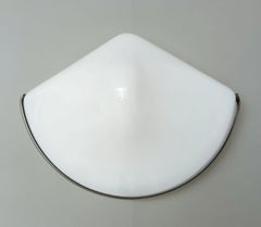 Pair of Milky White Triangular Murano Sconces