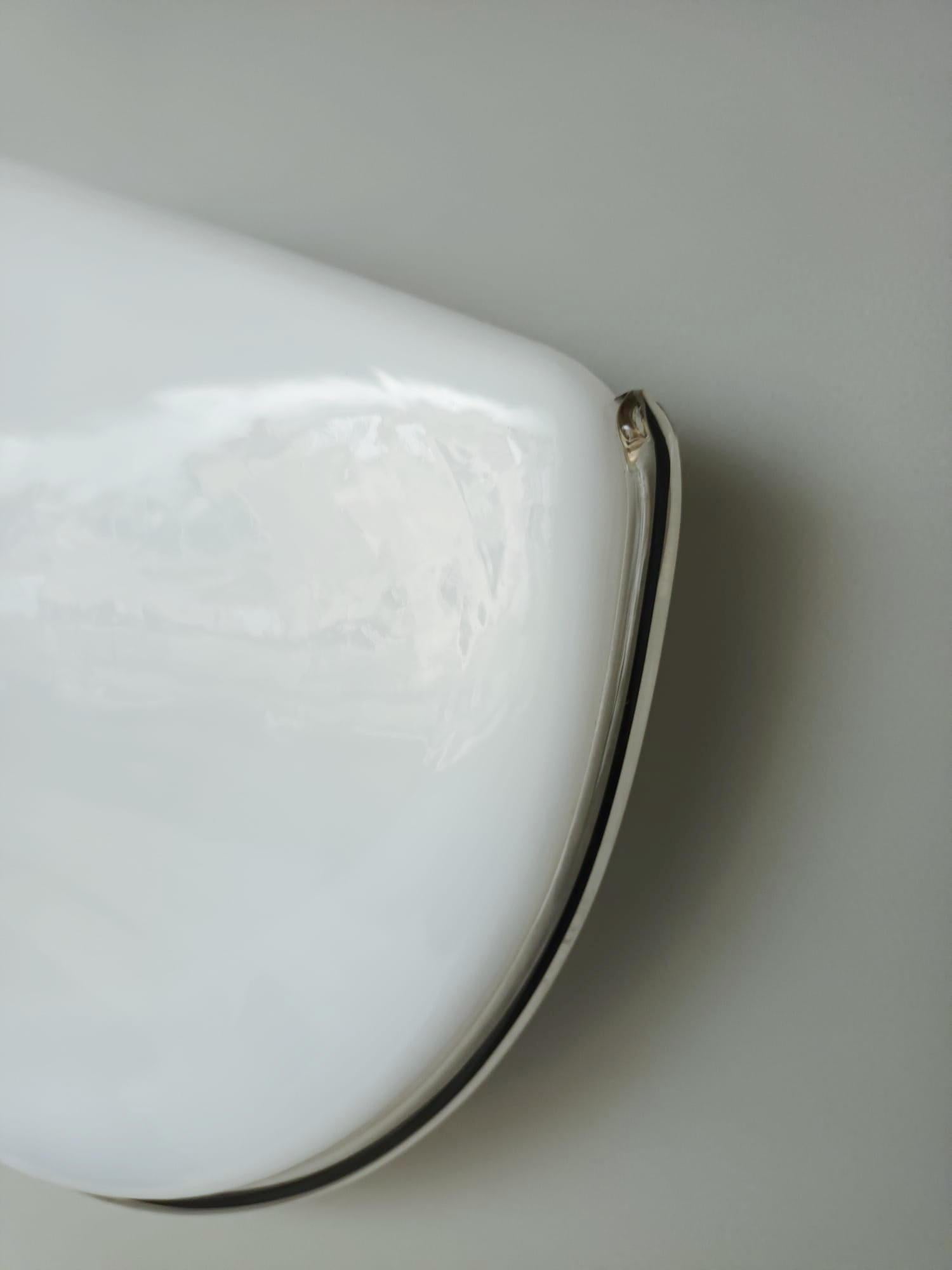 Pair of Milky White Triangular Murano Sconces In Good Condition For Sale In Los Angeles, CA