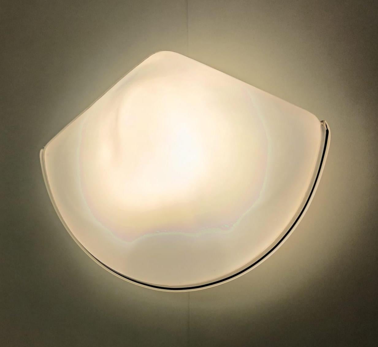 Pair of Milky White Triangular Murano Sconces For Sale 2