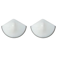 Vintage Pair of Milky White Triangular Murano Sconces