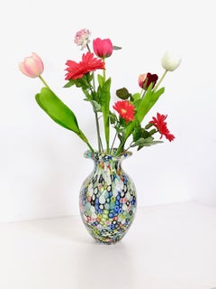 Pair of Millefiori Murano Glass Vases by Fratelli Toso, Italy 1960s