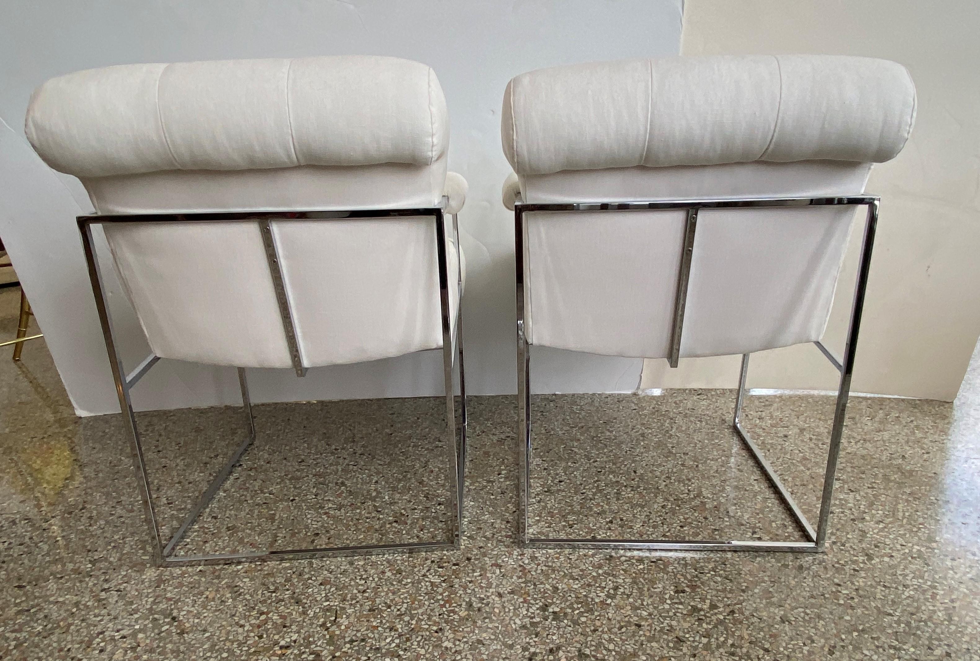 Pair of Milo Baughman Thin Line Chairs in Polished Chrome For Sale 5