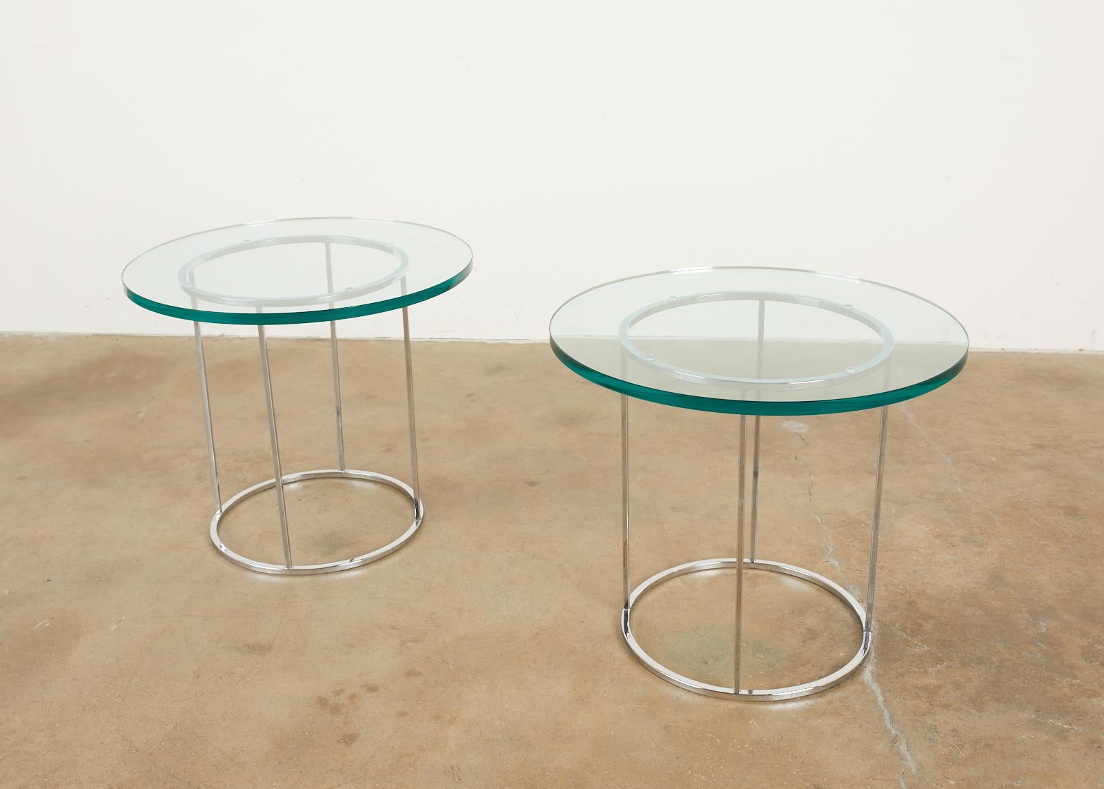 Pair of Milo Baughman Attributed Thin Line Chrome Drink Tables For Sale 5