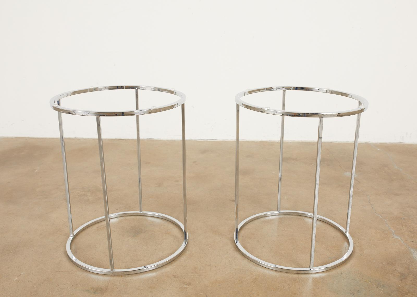 Pair of Milo Baughman Attributed Thin Line Chrome Drink Tables For Sale 6