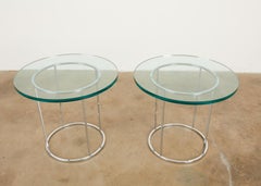 Pair of Milo Baughman Attributed Thin Line Chrome Drink Tables