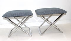 Pair of Milo Baughman Attributed X-Stools