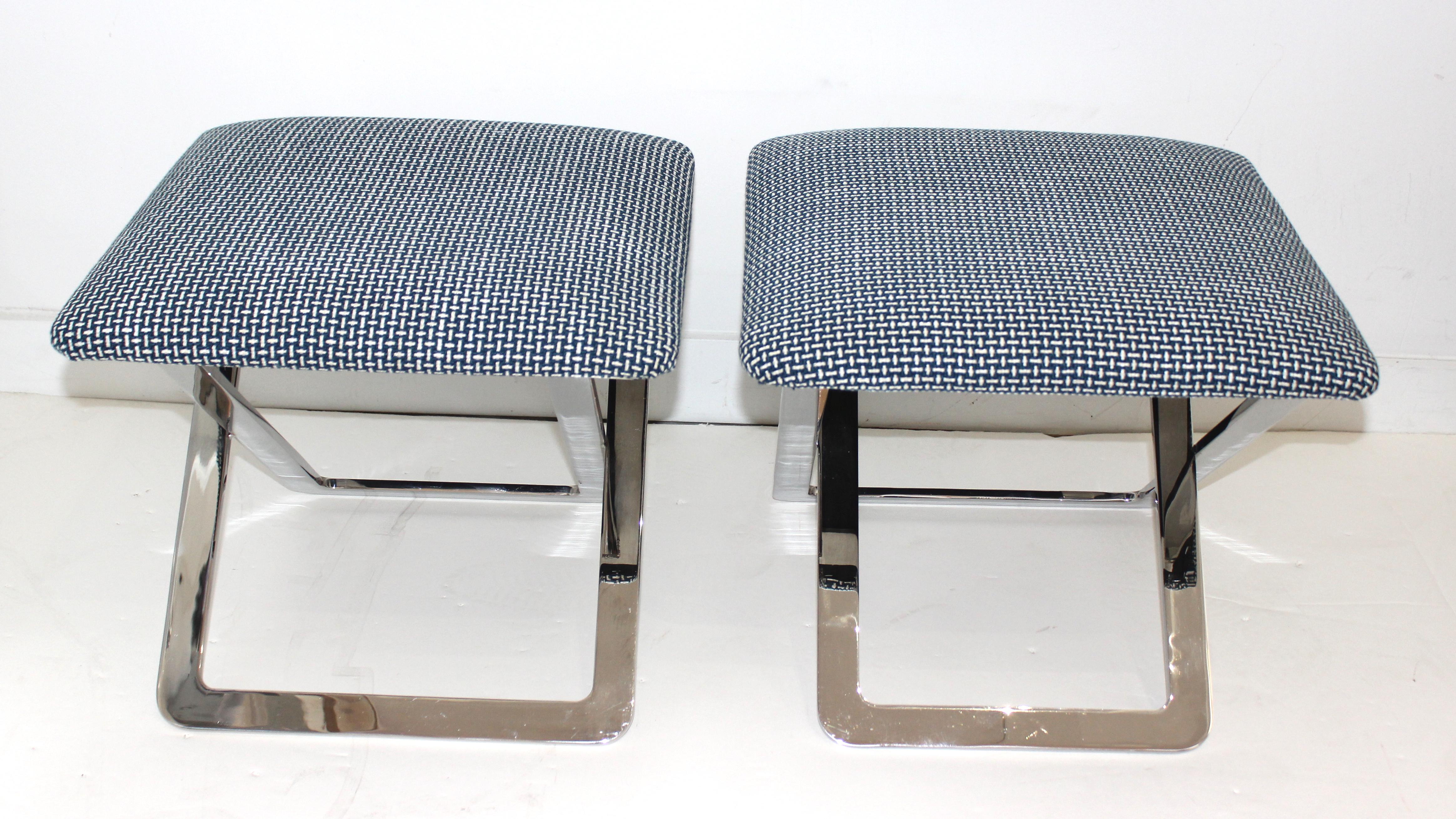 Modern Pair of Milo Baughman Attributed X-Stools For Sale