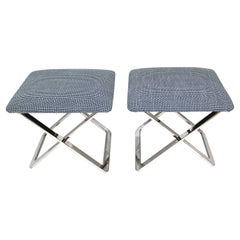 Pair of Milo Baughman Attributed X-Stools