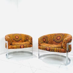 Pair of Milo Baughman Barrel Back Club Chairs by Thayer Coggin