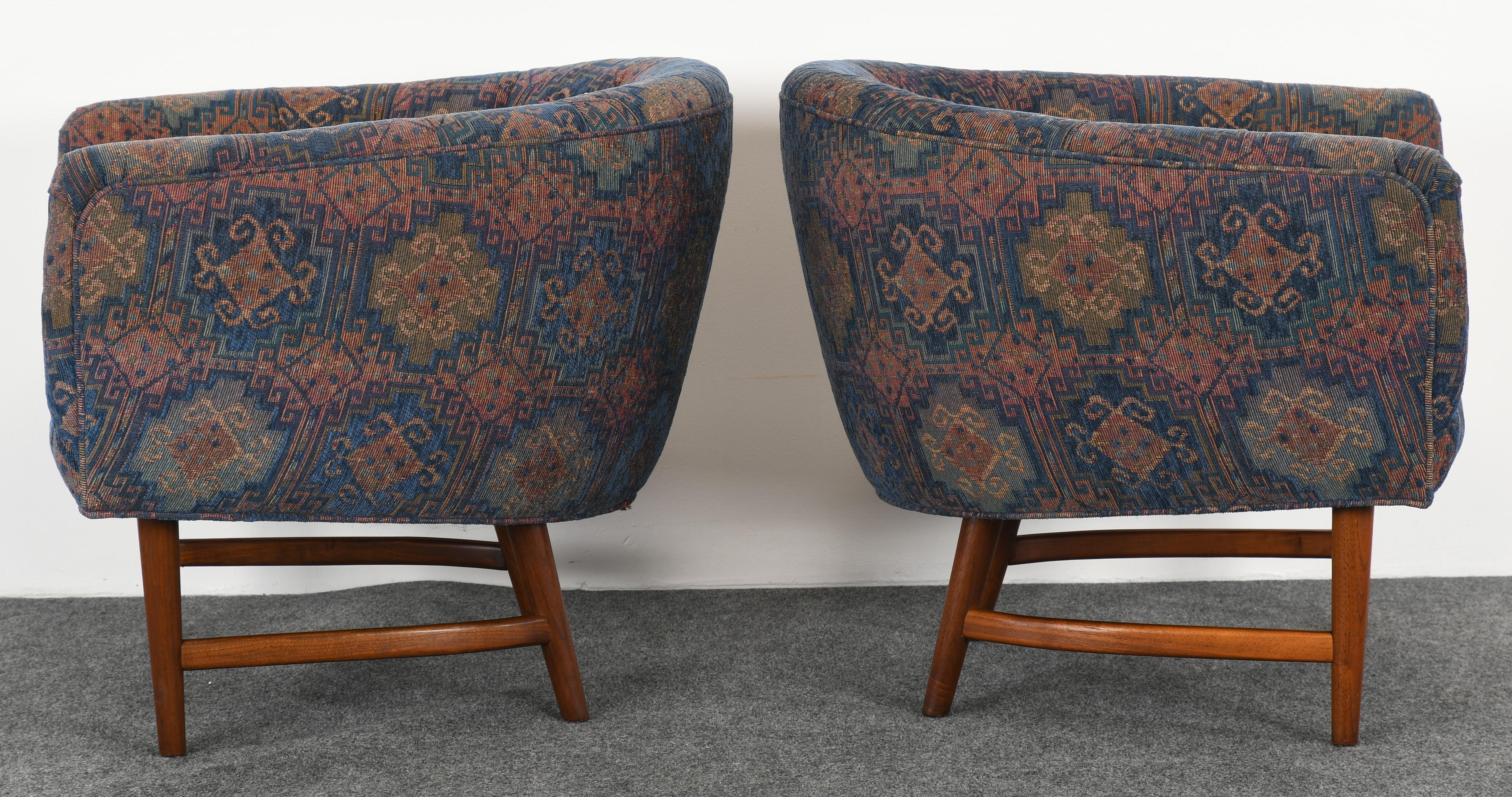 Upholstery Pair of Milo Baughman Barrel Back Lounge Chairs, 1960s