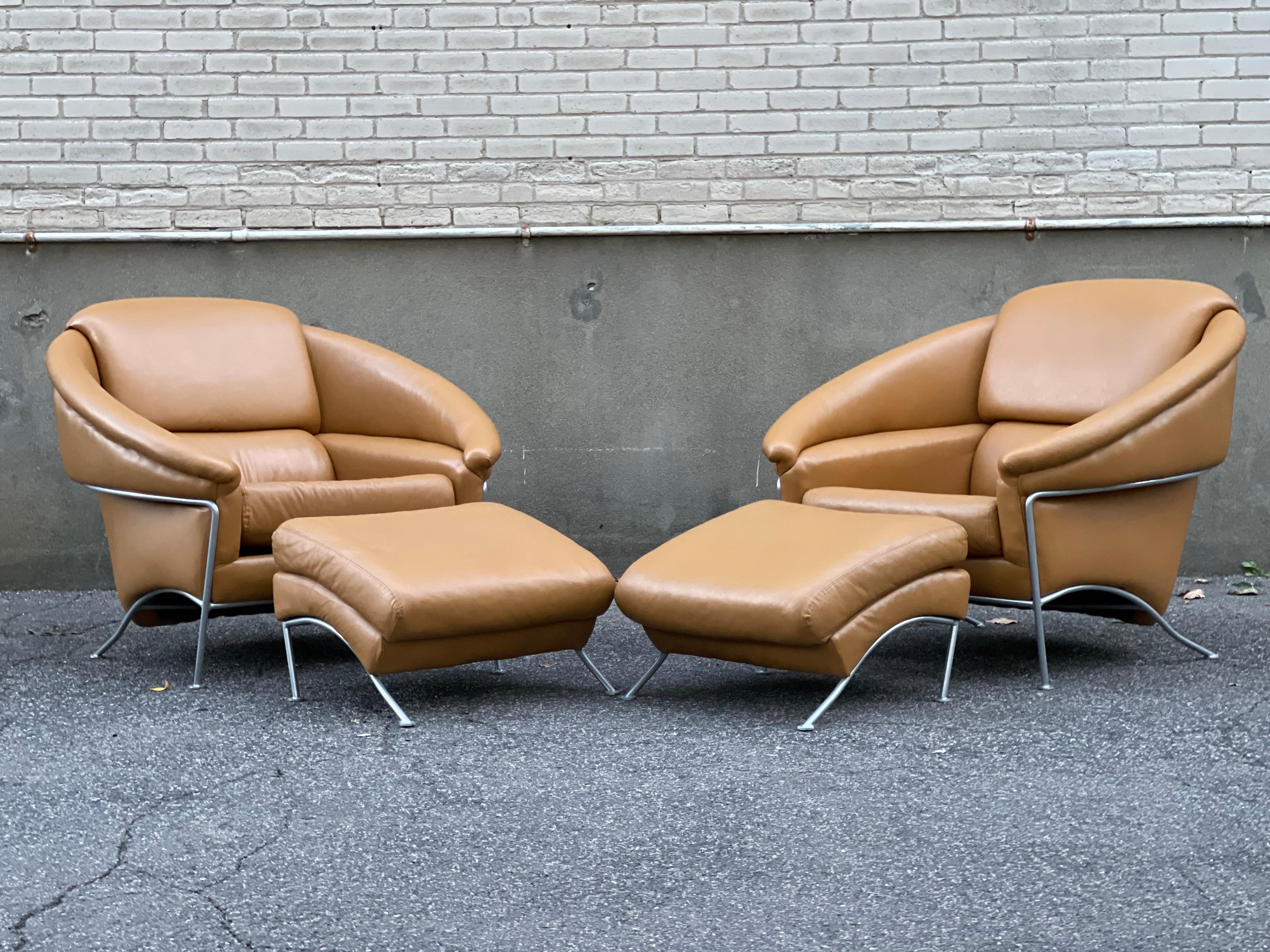 Pair of Milo Baughman Boldido Lounge Chairs and Ottomans for Thayer Coggin 11