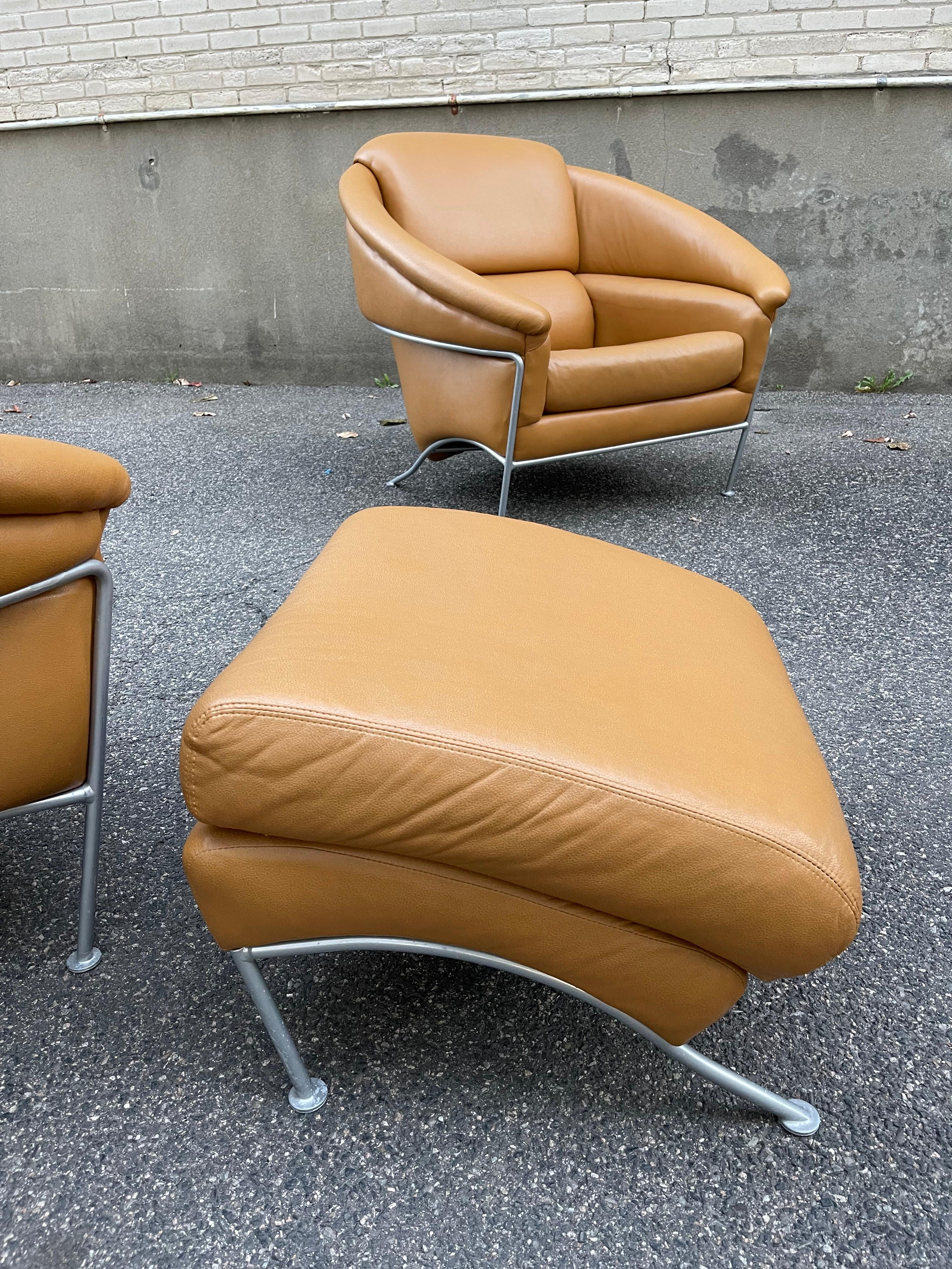 Pair of Milo Baughman Boldido Lounge Chairs and Ottomans for Thayer Coggin 1