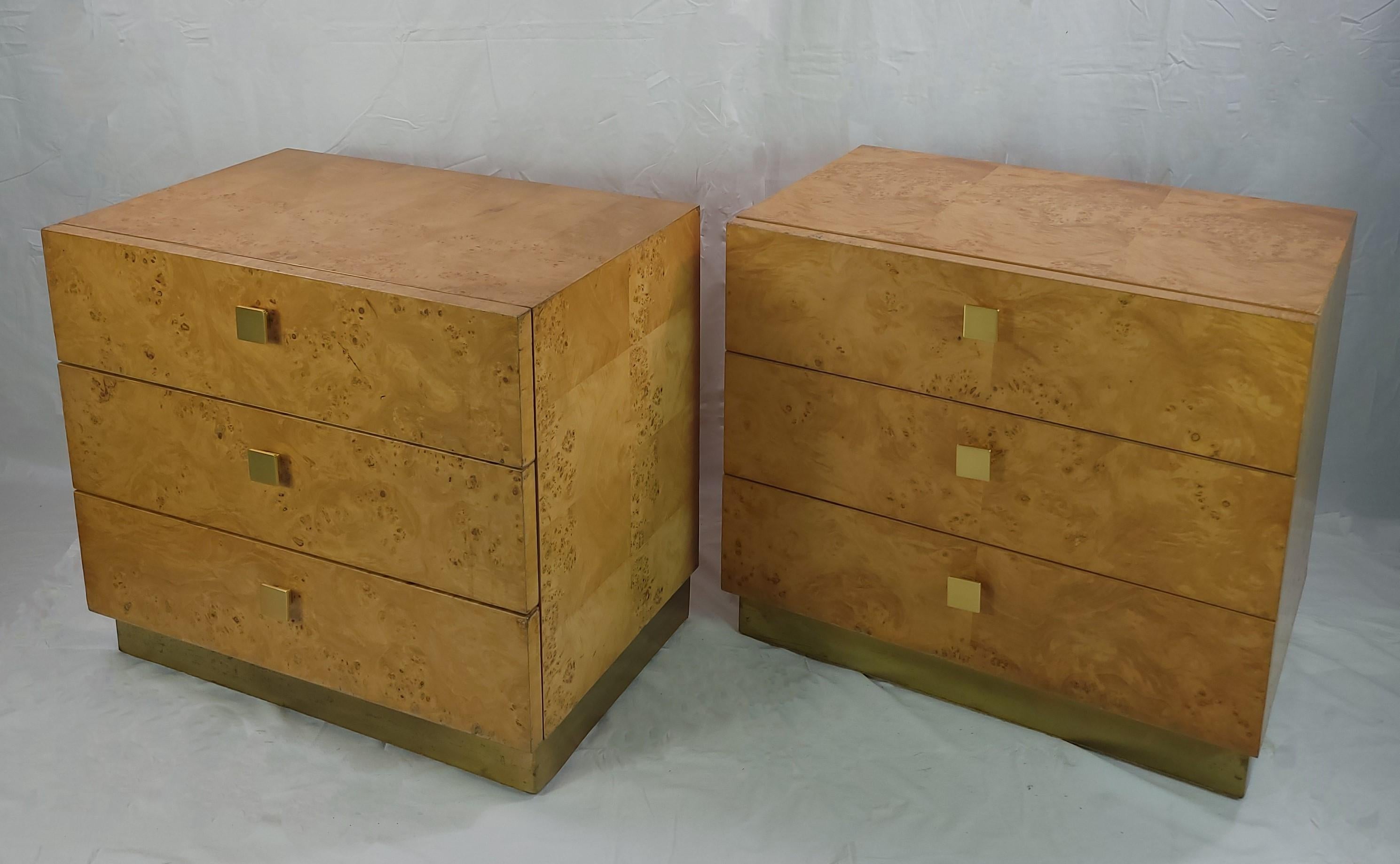 Pair of Milo Baughman Book Matched Burl Wood Night Stands for Founders Furniture For Sale 3
