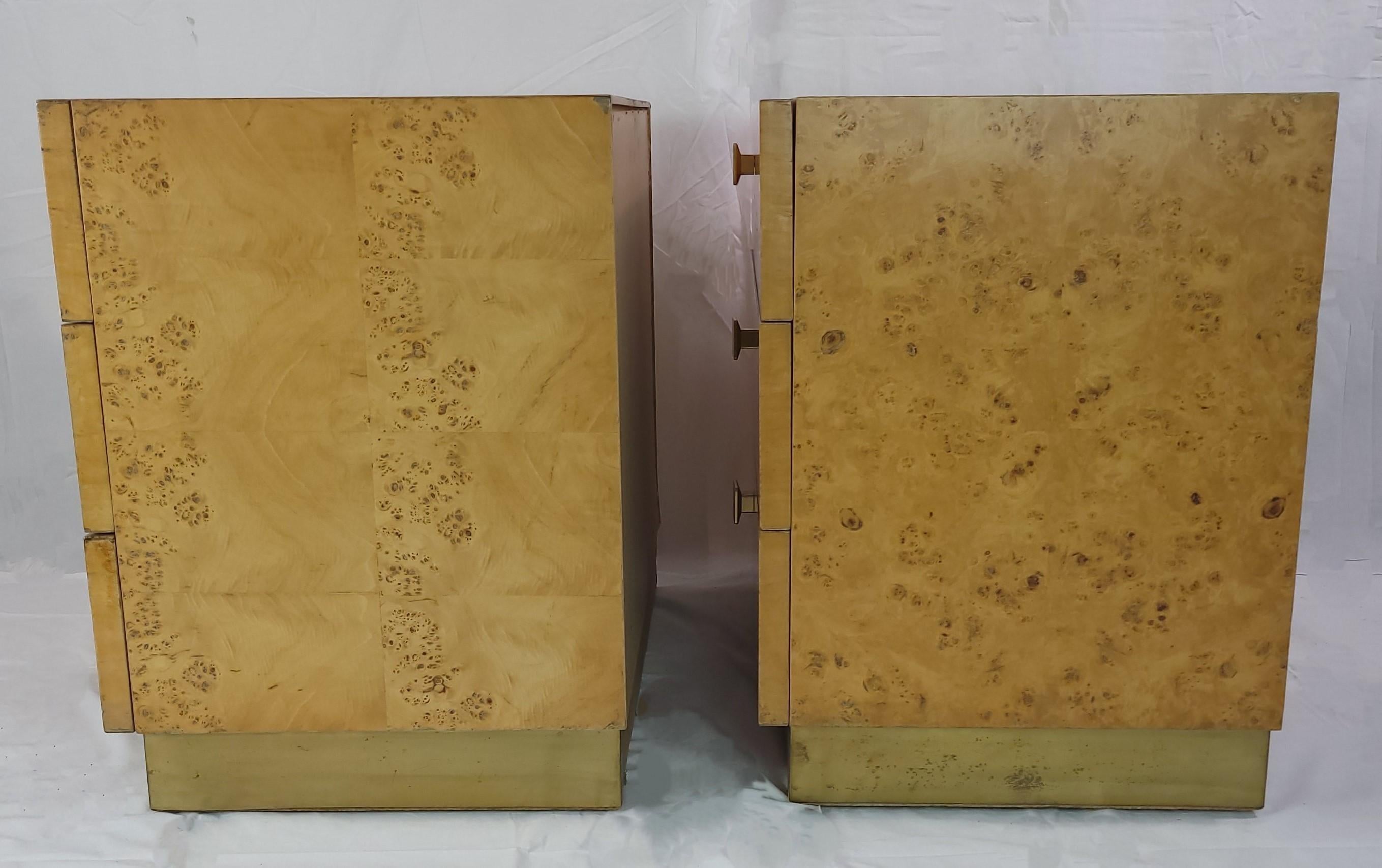 Pair of Milo Baughman Book Matched Burl Wood Night Stands for Founders Furniture For Sale 5