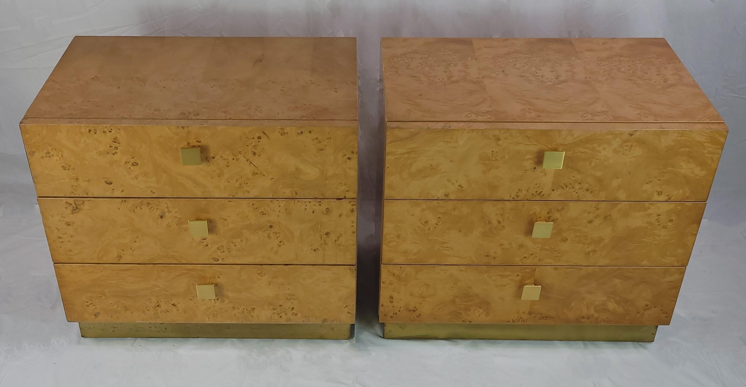American Pair of Milo Baughman Book Matched Burl Wood Night Stands for Founders Furniture For Sale