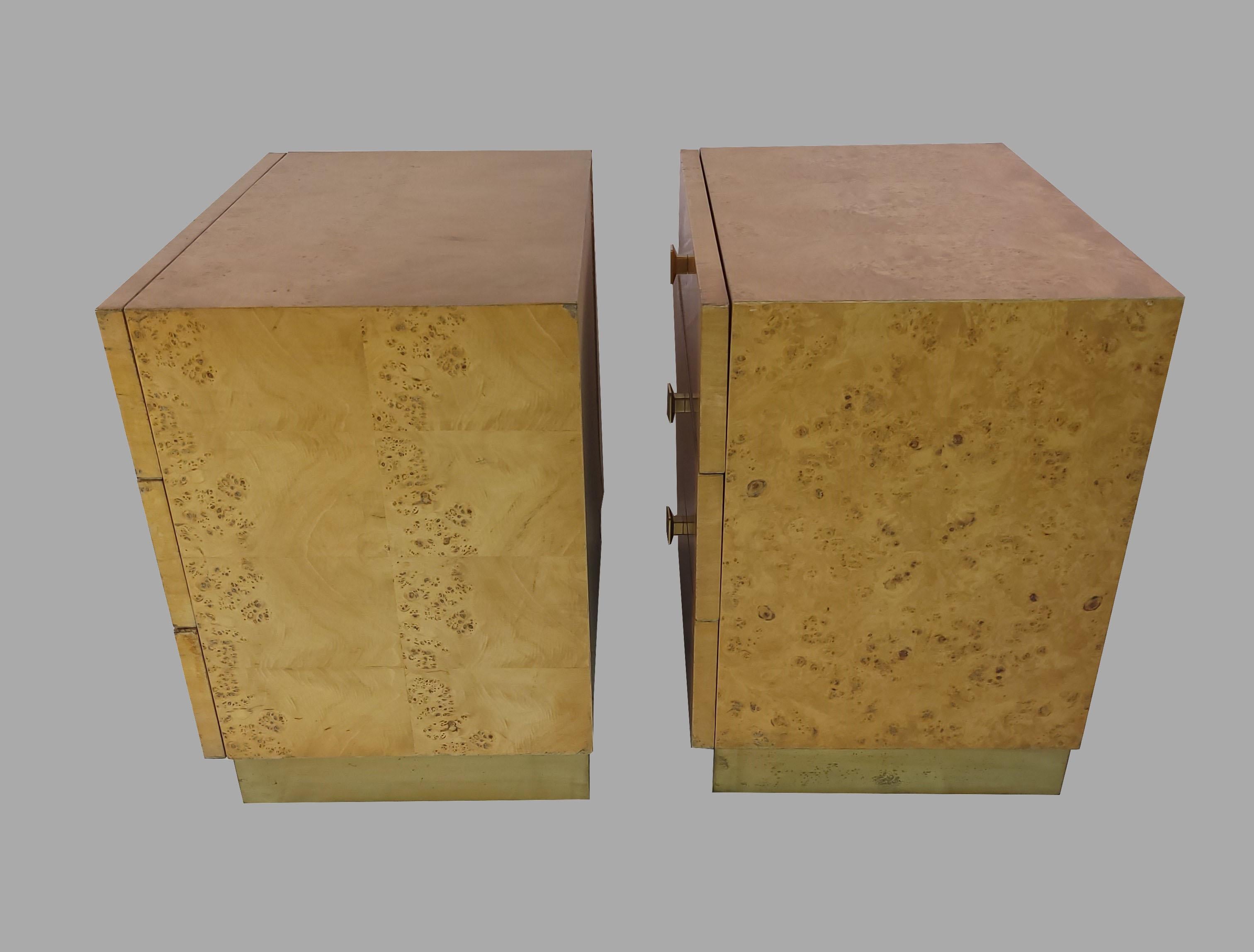 Pair of Milo Baughman Book Matched Burl Wood Night Stands for Founders Furniture For Sale 2