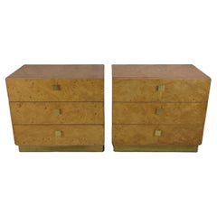 Pair of Milo Baughman Book Matched Burl Wood Night Stands for Founders Furniture