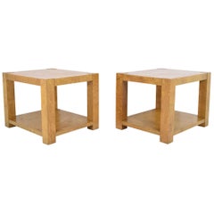 Pair of Lane Burl Wood End Tables or Nightstands