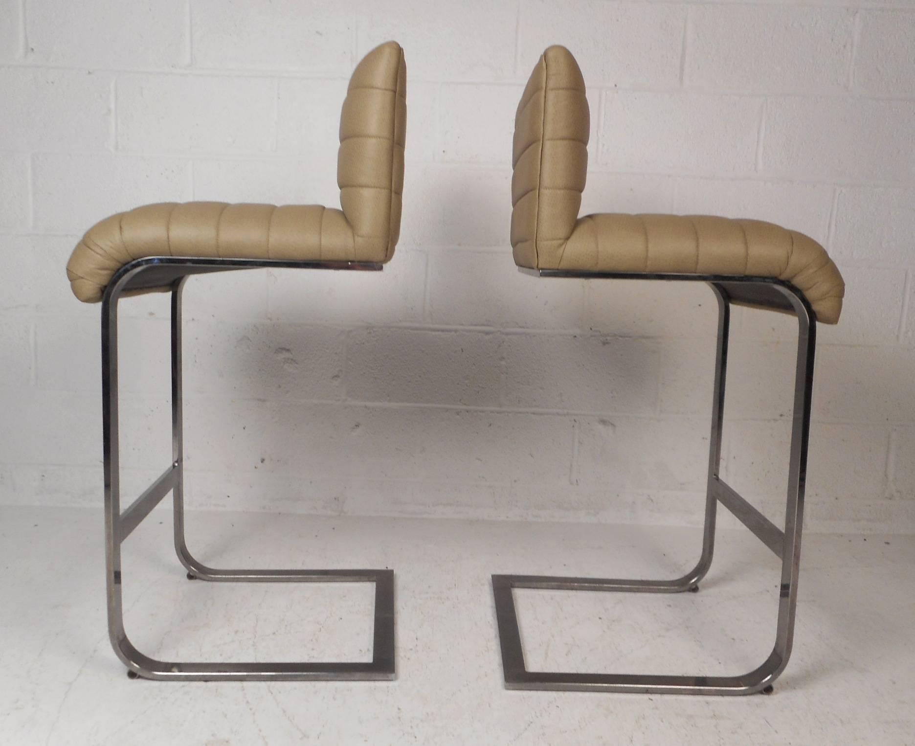 American Pair of Milo Baughman Cantilever Bar Stools
