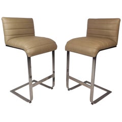 Pair of Milo Baughman Cantilever Bar Stools