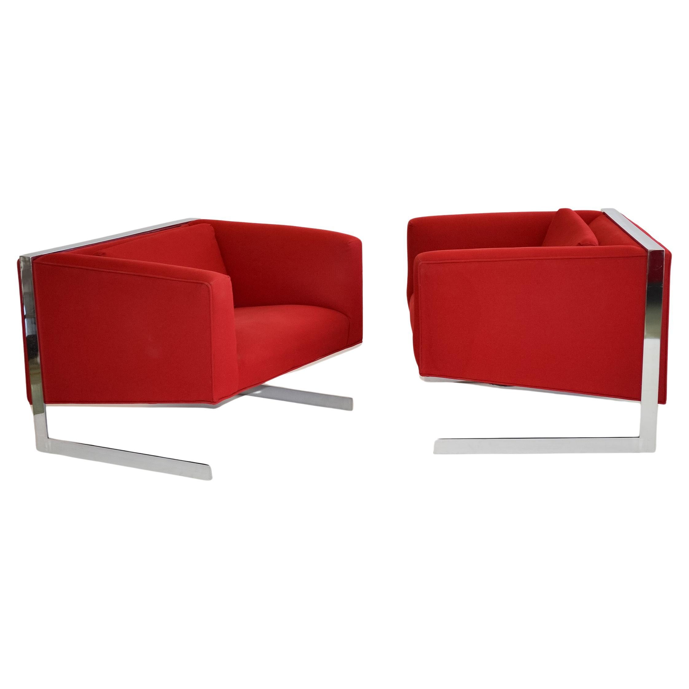Pair of Milo Baughman Cantilevered Lounge Chairs for Thayer Coggin Mid Century For Sale