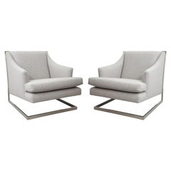 Pair of Chairs Redone in Gray Wool by Carsons of High Point