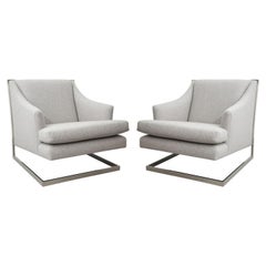 Pair of Chairs Redone in Gray Wool by Carsons of High Point