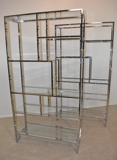Paar Milo Baughman Chrom und Glas Sechs Regal Étagères