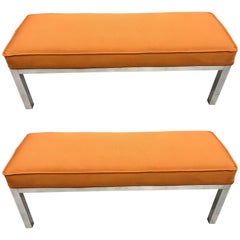 Pair of Milo Baughman Chrome Benches Pair of Milo Baughman Chrome Benches