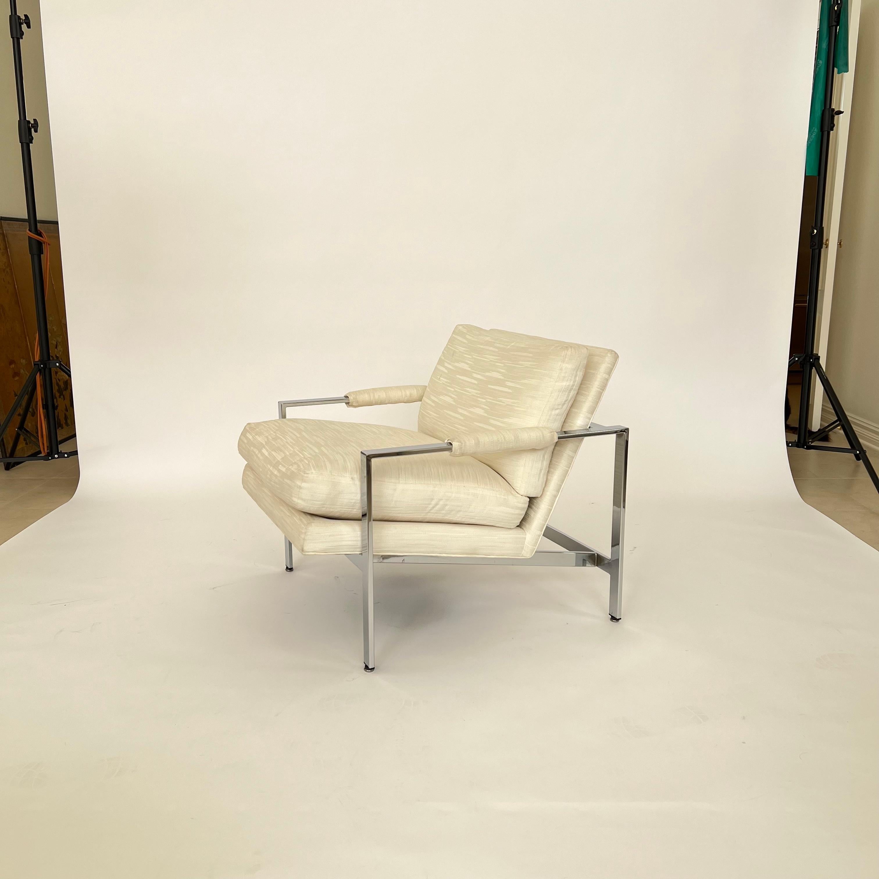 Paire de chaises longues Milo Baughman à cadre chromé en vente 3