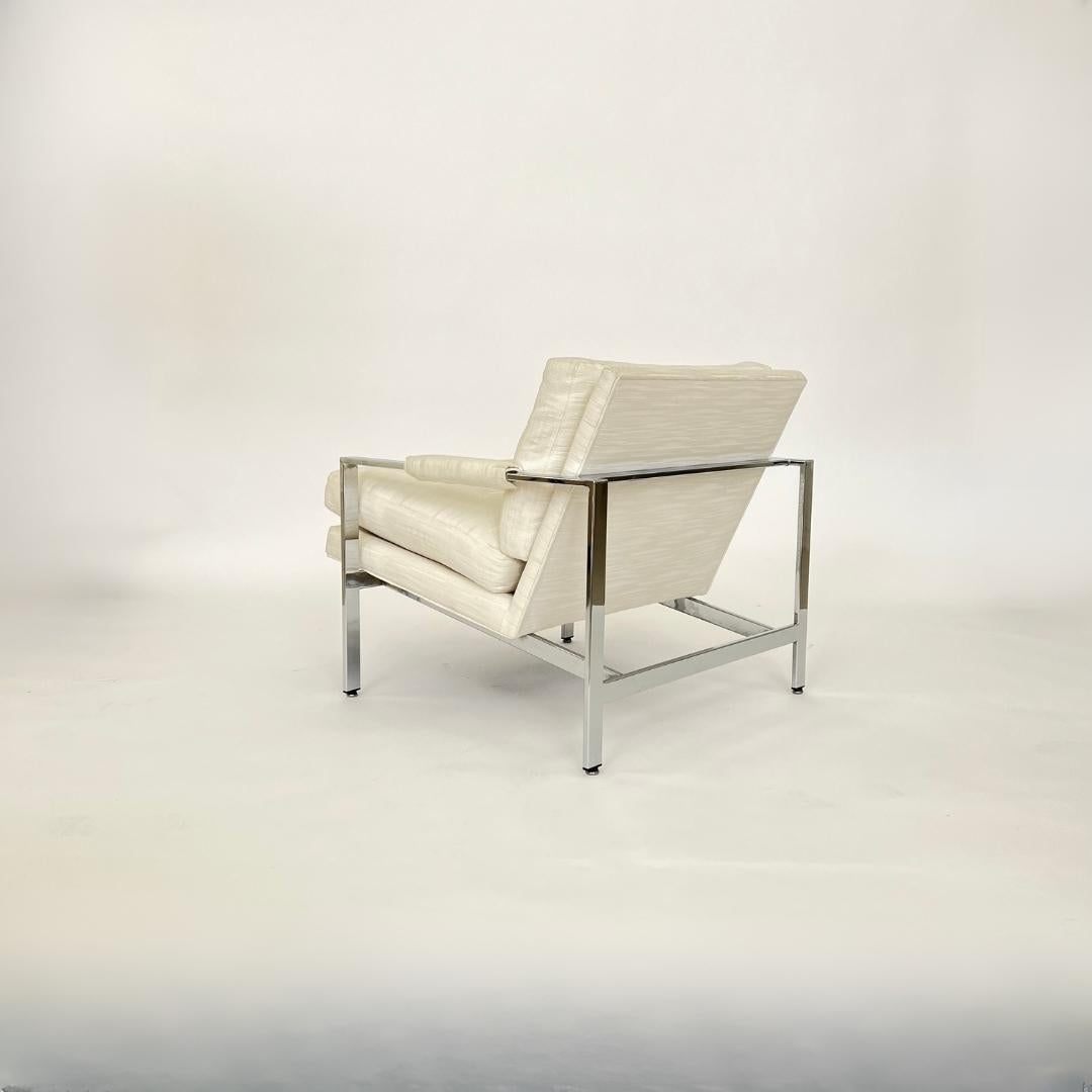 Mid-Century Modern Paire de chaises longues Milo Baughman à cadre chromé en vente