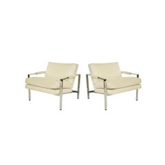 Pair of Milo Baughman Chrome Frame Lounge Chairs