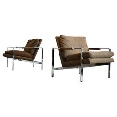 Pair of Milo Baughman Chrome Lounge Chairs for Thayer Coggin