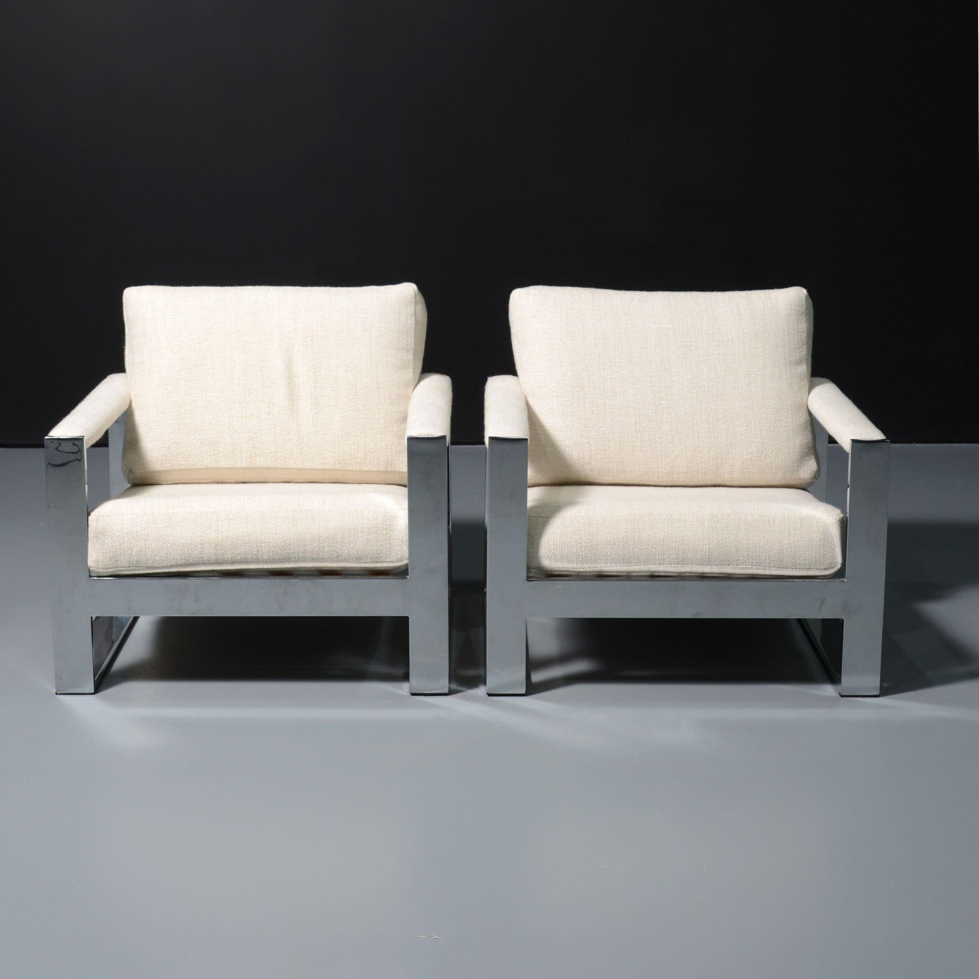 American Pair of Milo Baughman CHUNKY MILO Lounge Chairs