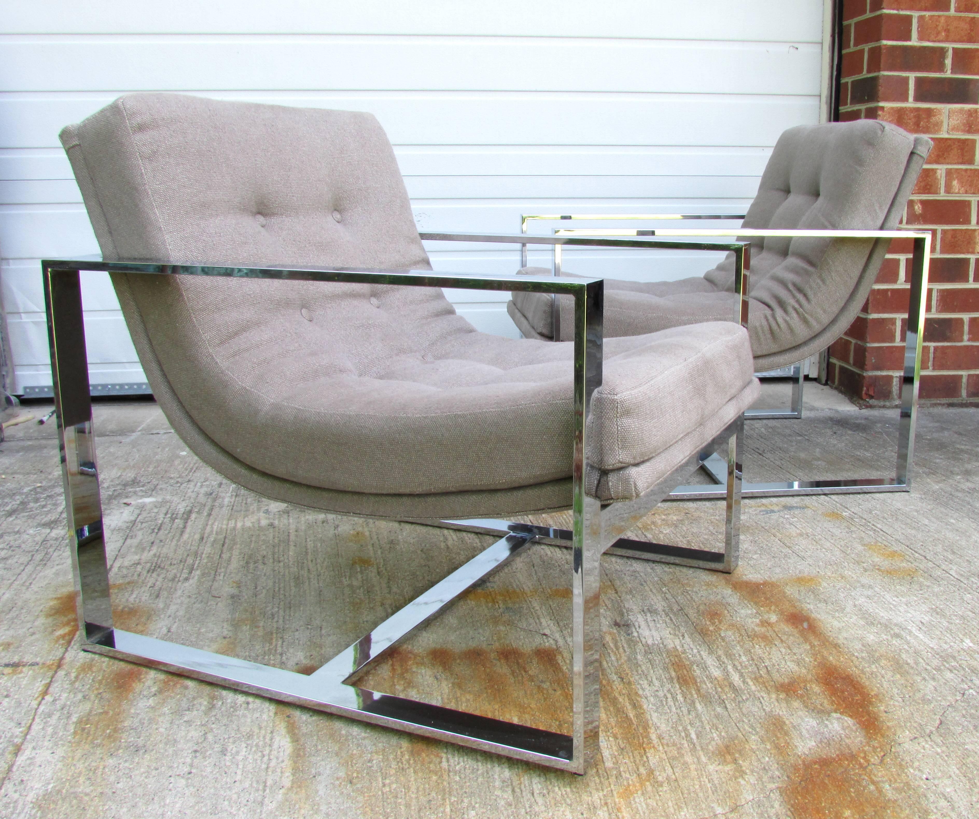 Pair of Milo Baughman Cube Chairs In Good Condition For Sale In High Point, NC
