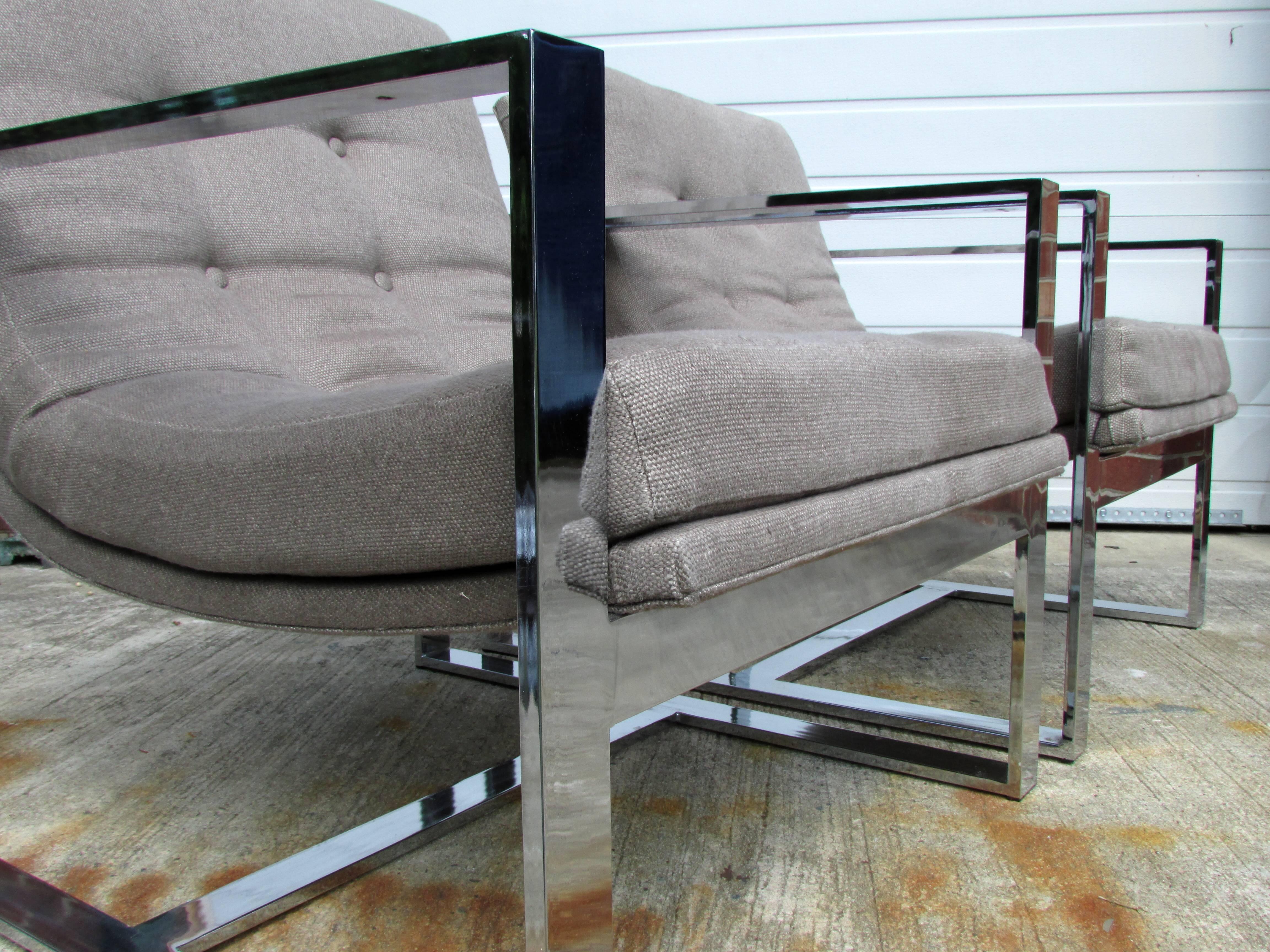 Mid-20th Century Pair of Milo Baughman Cube Chairs For Sale