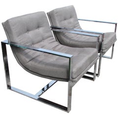 Pair of Milo Baughman Cube Chairs