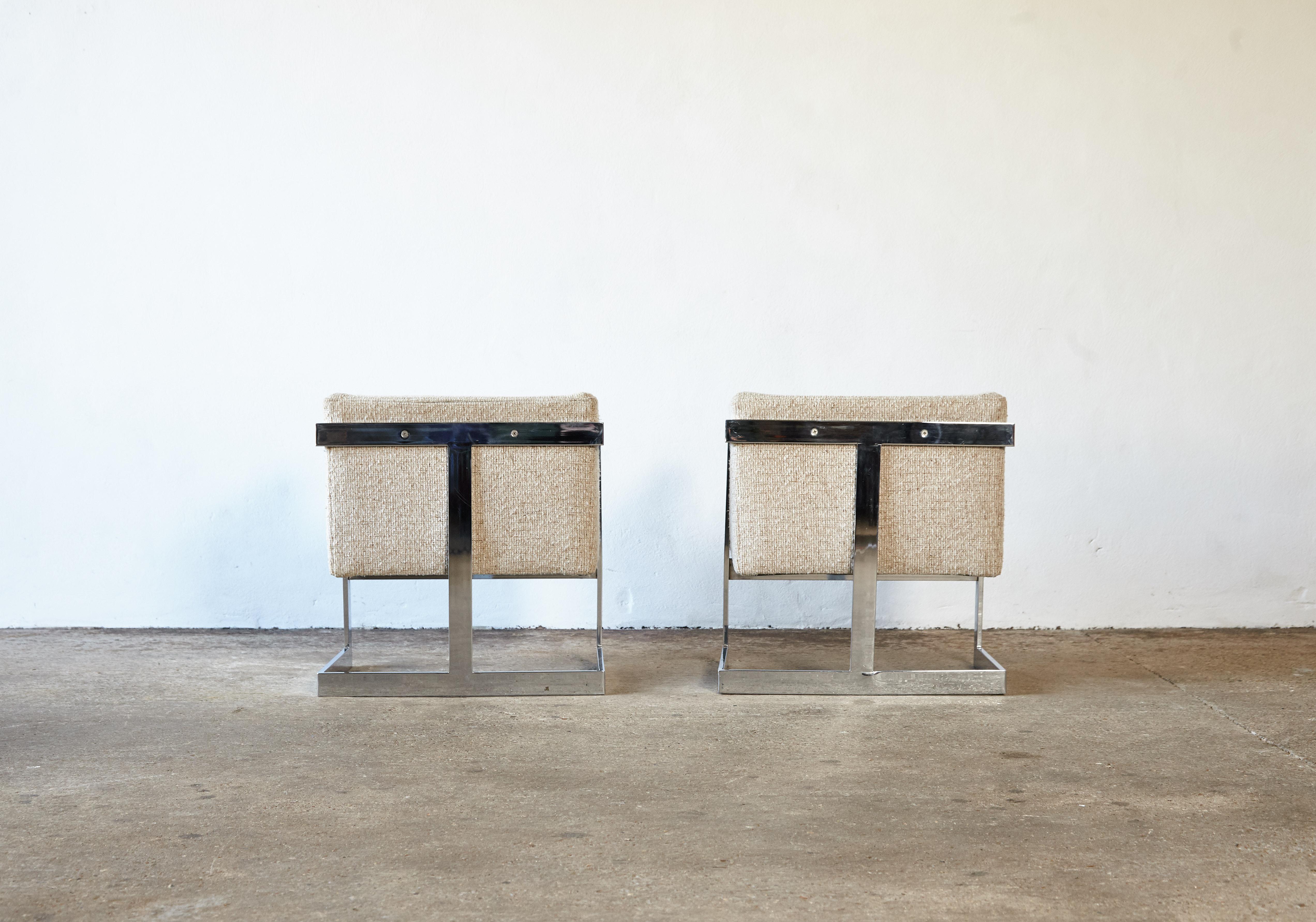 Ein Paar Milo Baughman Cube T-Back Lounge Chairs:: Thayer Coggin:: USA:: 1970er Jahre 4