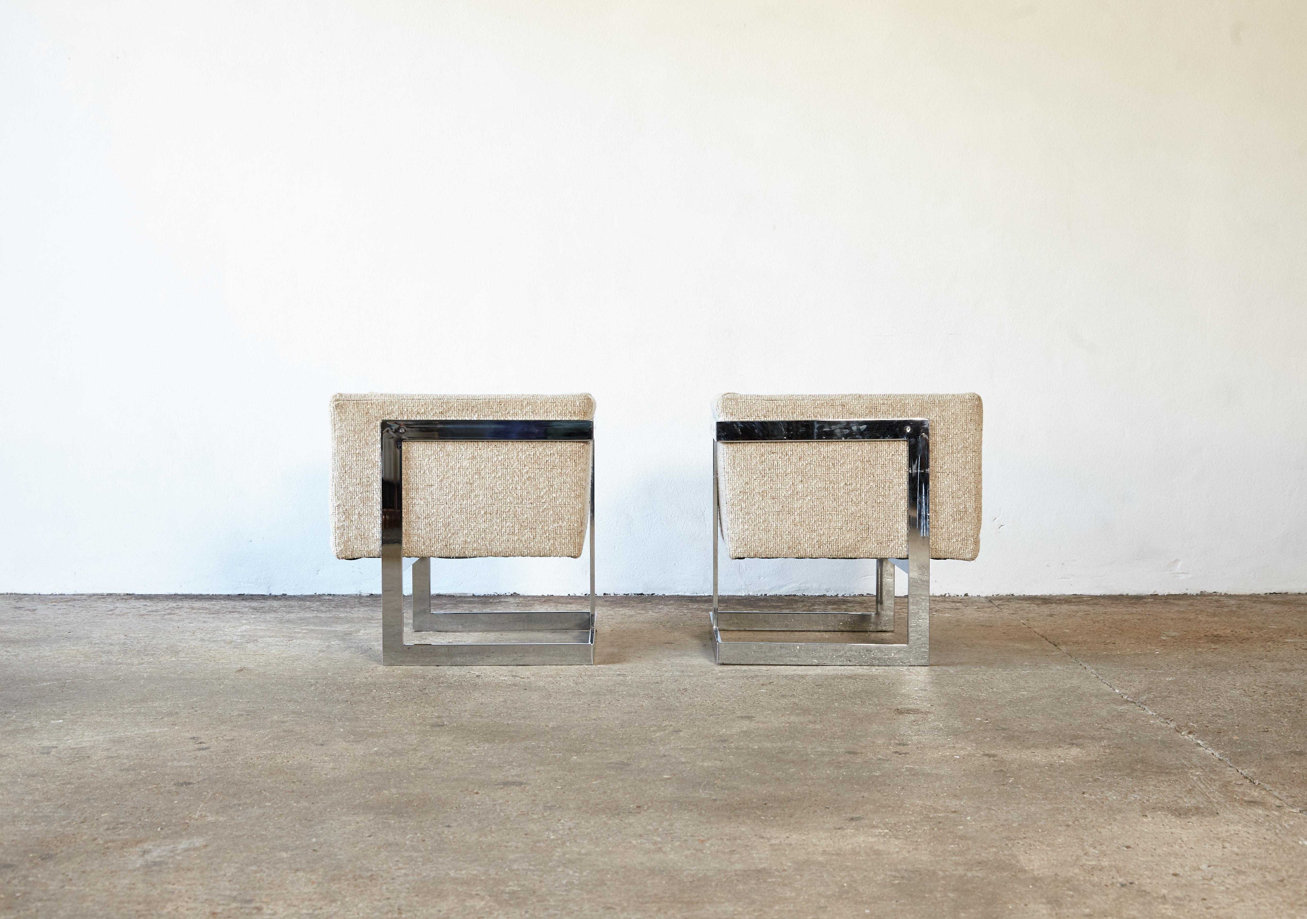 Ein Paar Milo Baughman Cube T-Back Lounge Chairs:: Thayer Coggin:: USA:: 1970er Jahre 5