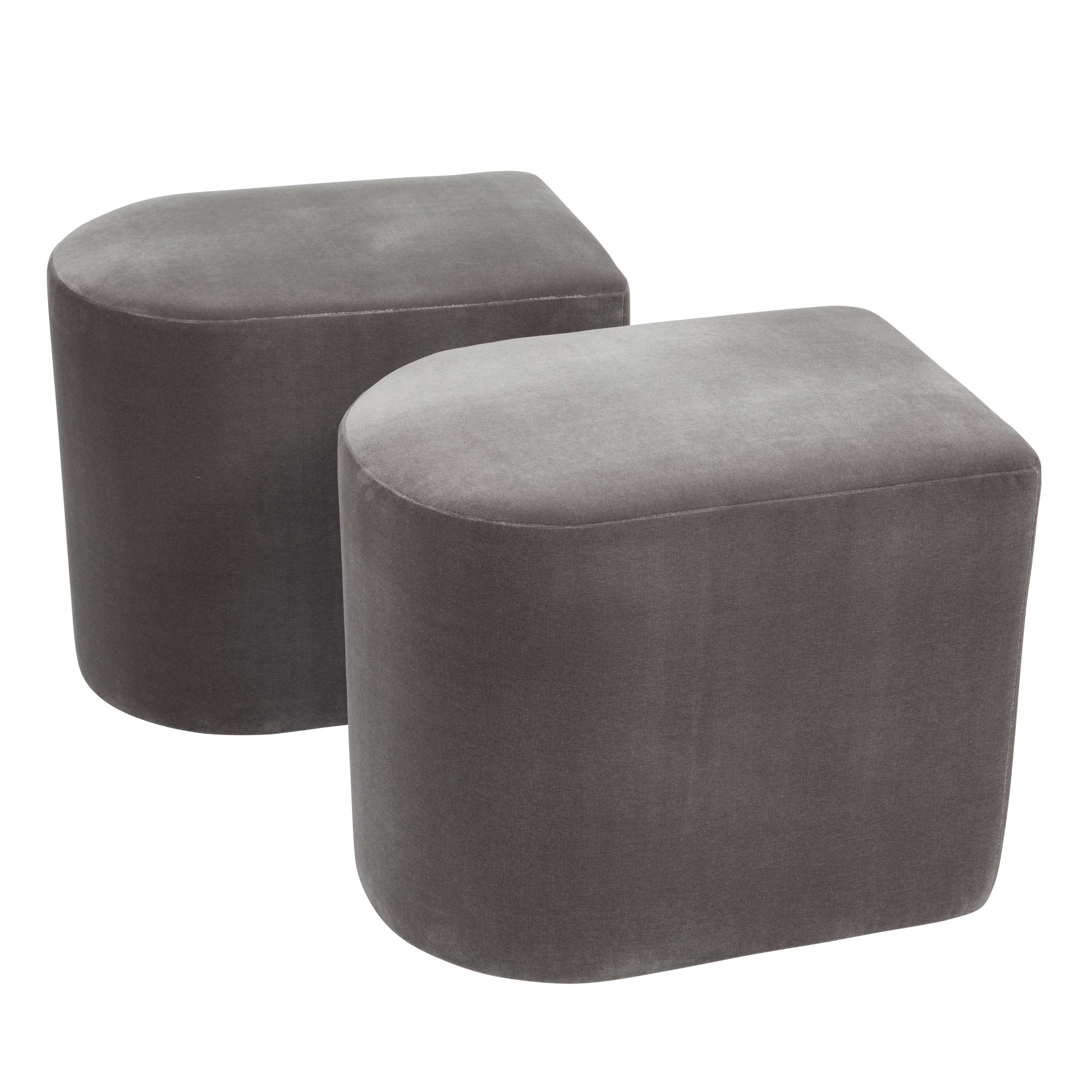 Pair of Milo Baughman D-Shaped Stools on Casters, 1983
