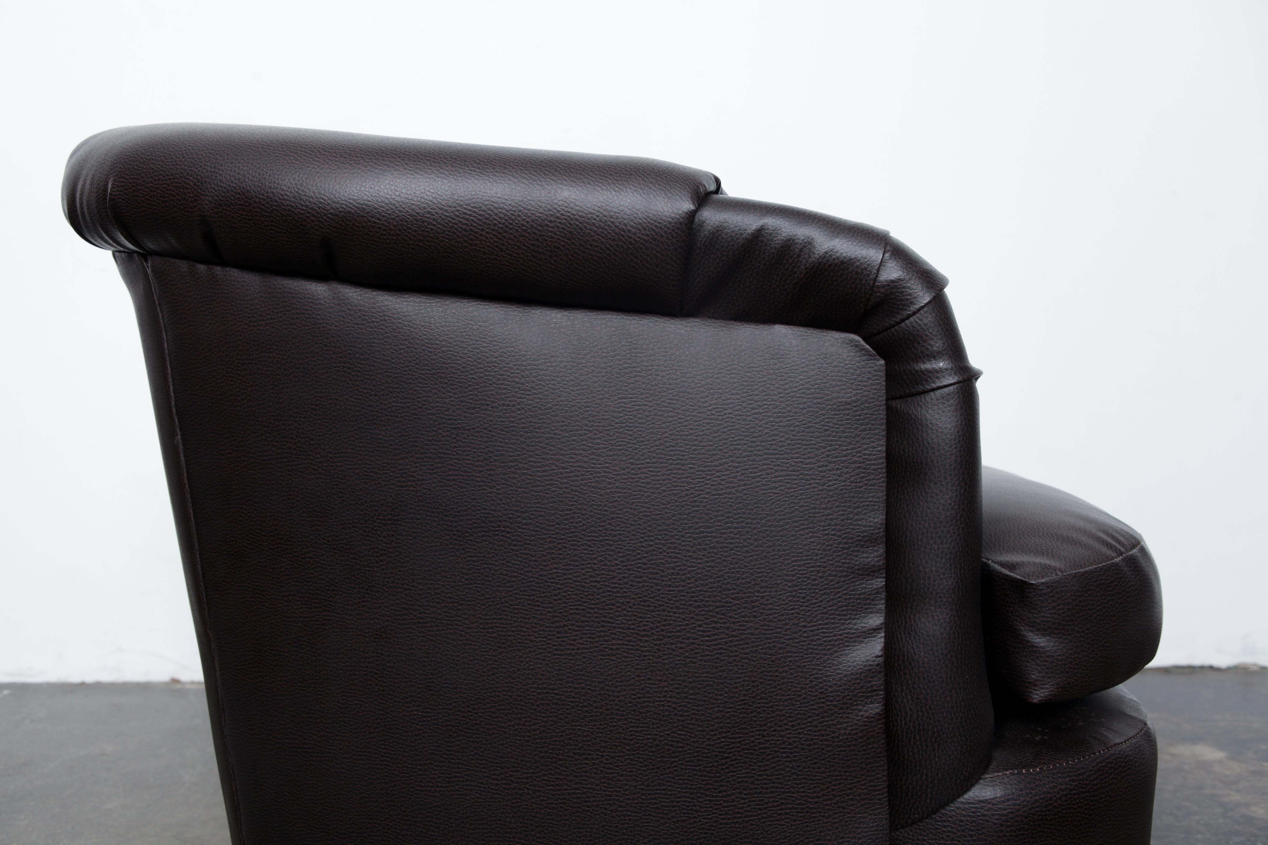 Pair of Milo Baughman Dark Brown Leather Swivel Club Chairs 2