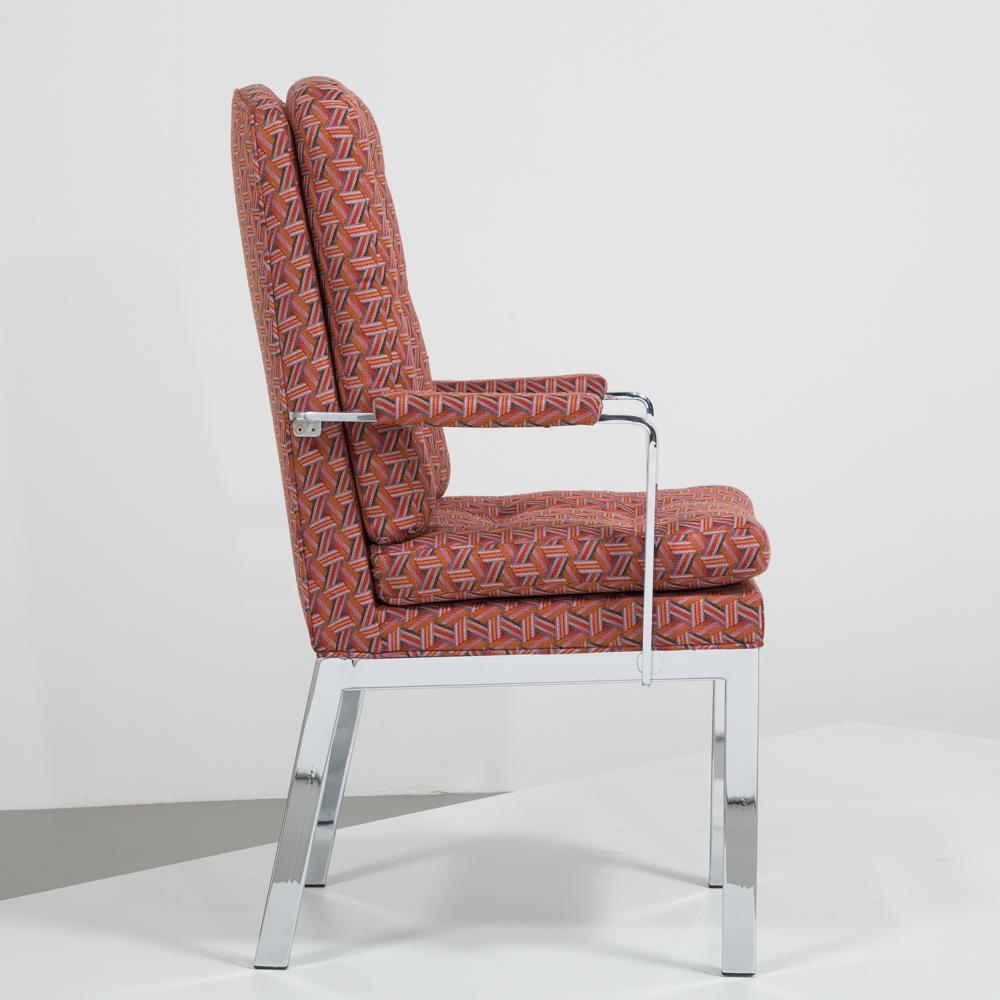 American Pair of Arthur Umanoff for Dillingham Designed Nickel Framed Carver Chairs