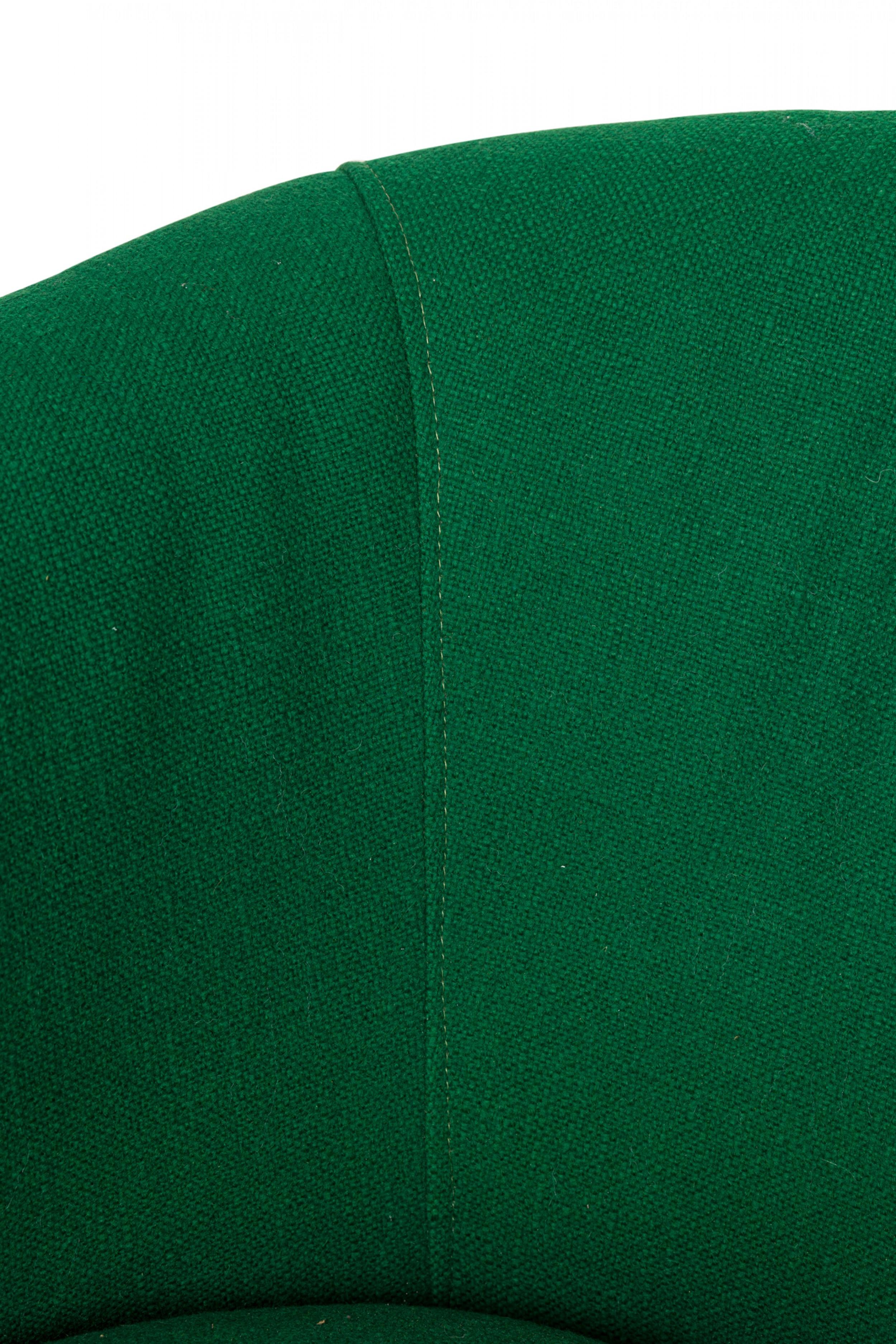 Pair of Milo Baughman Emerald Green Upholstered Swivel / Tilt Tub Armchairs For Sale 2