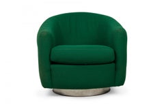 Pair of Milo Baughman Emerald Green Upholstered Swivel / Tilt Tub Armchairs