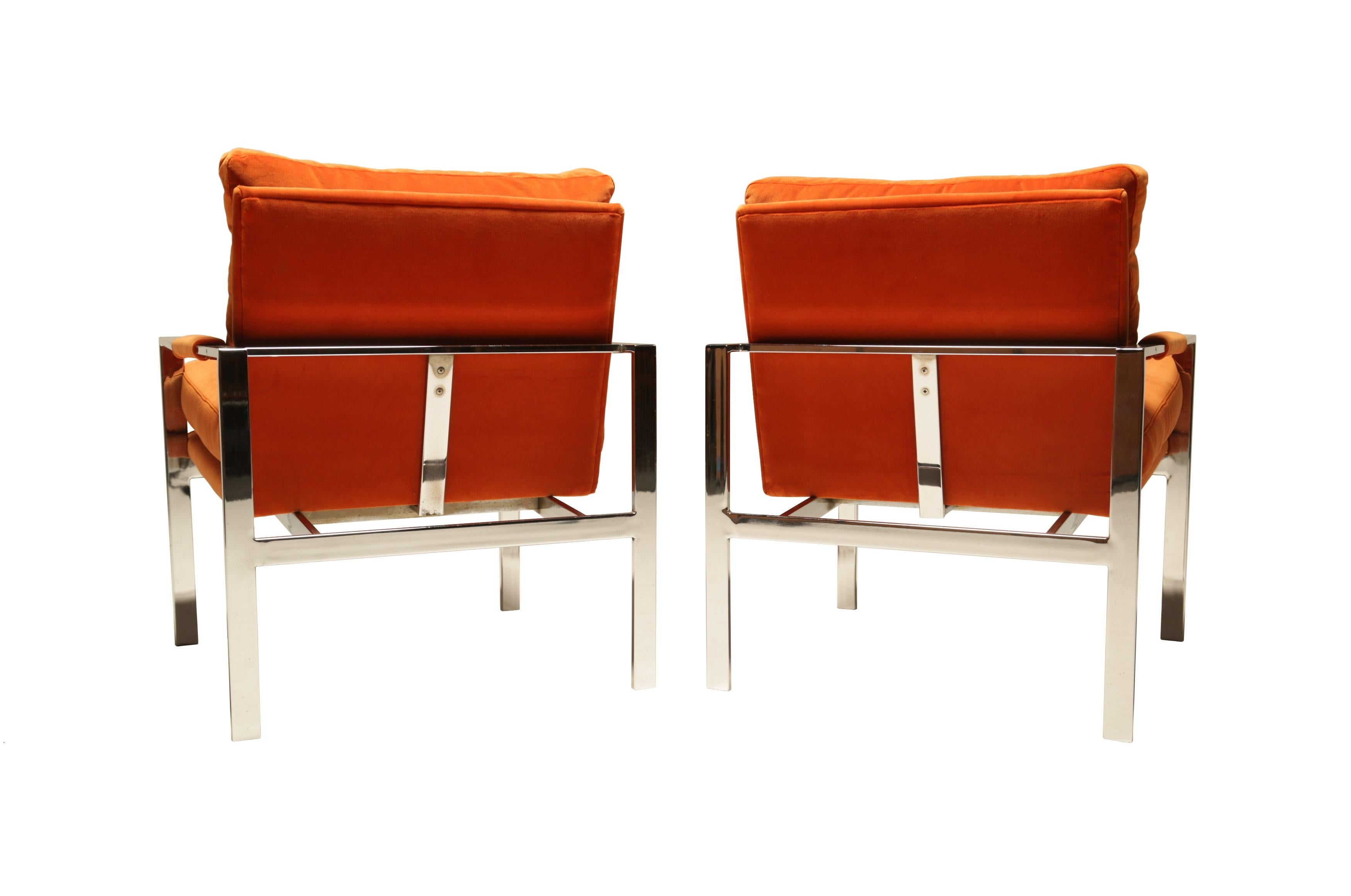 Milieu du XXe siècle Paire de fauteuils de bar chromés à plateau Milo Baughman en vente