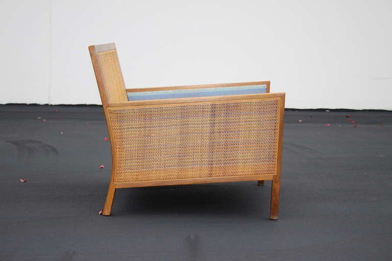 Upholstery Pair of Milo Baughman for Arch Gordon Mid-Century Club Chairs with Cane Panels For Sale