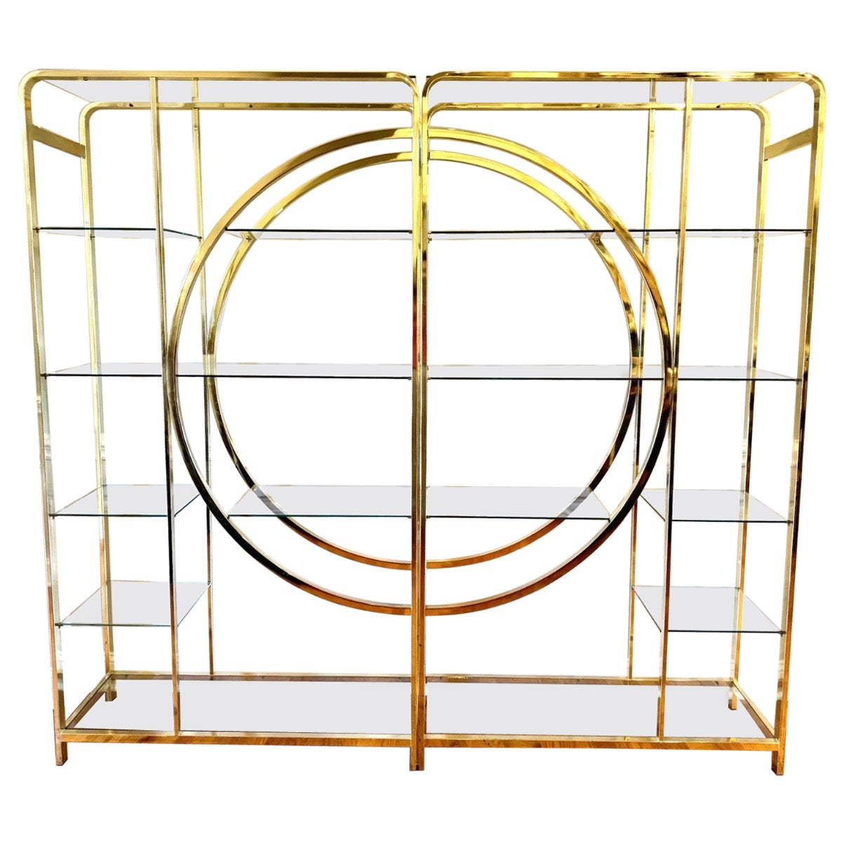 Pair of Milo Baughman for Design Institute of America Brass Etageres
