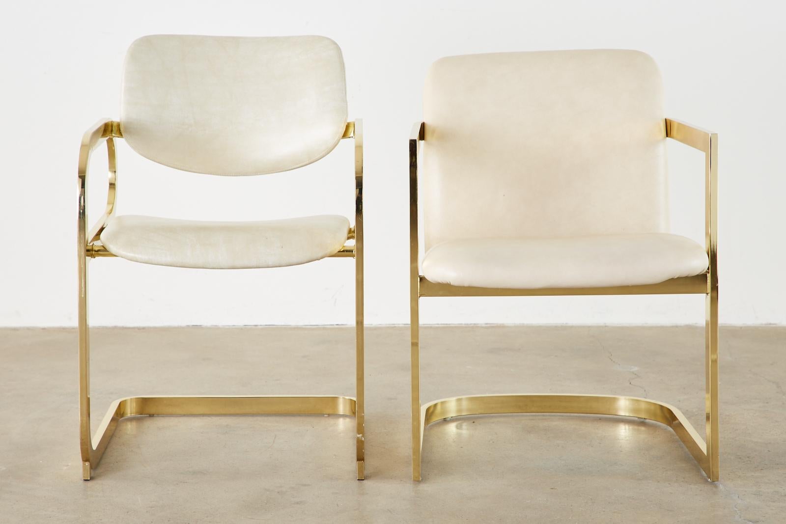 Midcentury Pair of DIA Gold Cantilever Chairs 3